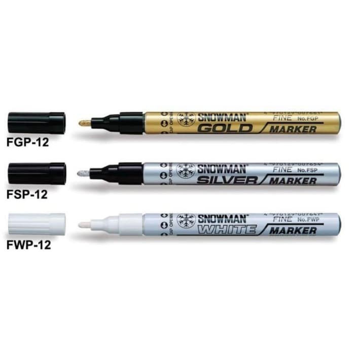 Spidol kecil Snowman Spidol Paint Marker Permanent Fine Tip GOLD EMAS SILVER PERAK WHITE PUTIH