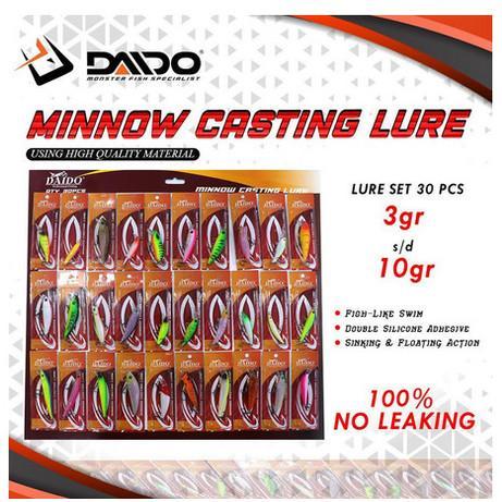 Umpan Daido Minnow Casting Lure 1 set Campur Ukuran 3-10gr