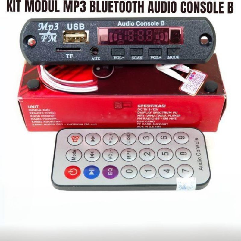 AUDIO CONSULE MODUL MP3 BLUETOOTH RADIO USB AUX DC 12V MODUL AMPLIFIER SPEAKER AKTIF