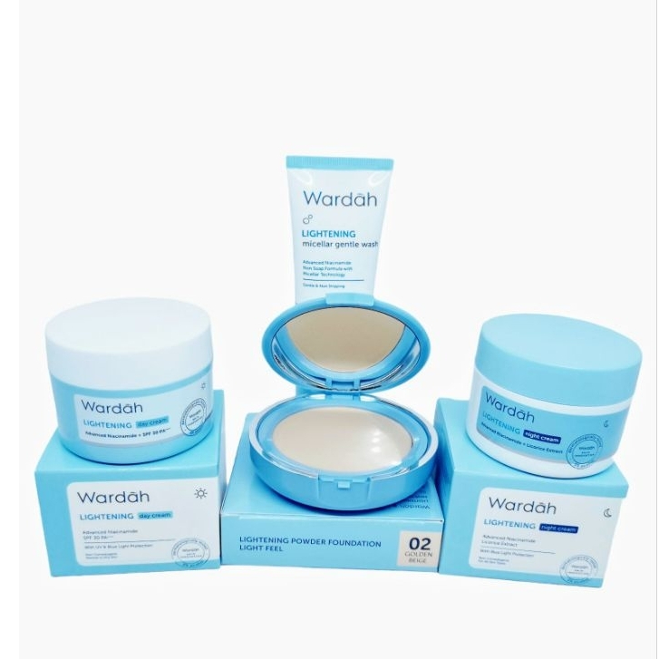 Paket Wardah Pembersih /Pelembab Dan Bedak 4Pcs