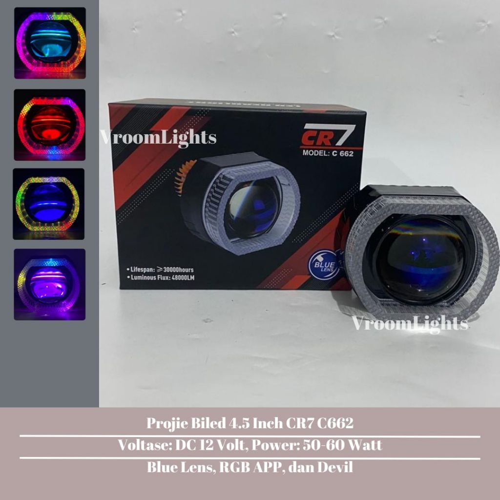 CR7 Tipe C662 Projie Biled 4.5 Inch RGB APP Akrilik Crystal