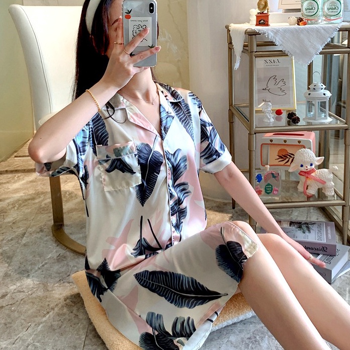 Murah  RedPink  Daster Homewear Modern Kekan Look Style Fit Women Dewasa Deep Shirt Collar With Saku