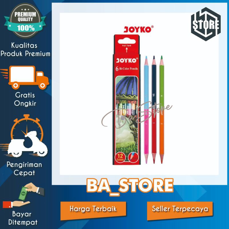 

PENSIL 6 PCS BI COLOR 12 WARNA JOYKO CP Bi-100
