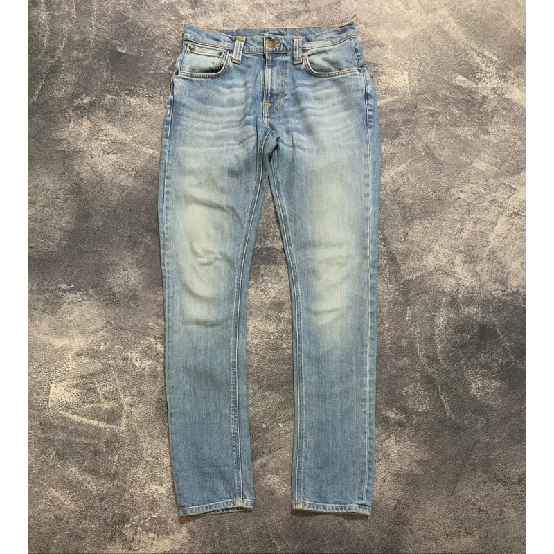 Celana Denim Nudie Jeans Tape Ted Indigo Bleach