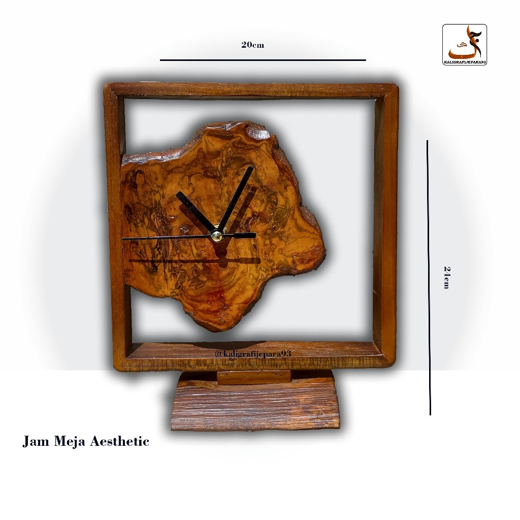 Jam Meja Aesthetic Unik, Jam Meja Vintage Kayu Jati, Souvenir Kantor, Jam Meja Dari Kayu, Jam Duduk