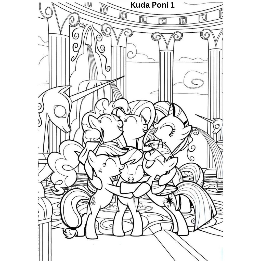 Kertas Gambar Mewarnai Tema Kuda Poni / Kertas Mewarnai A4 / Kertas Gambar A4