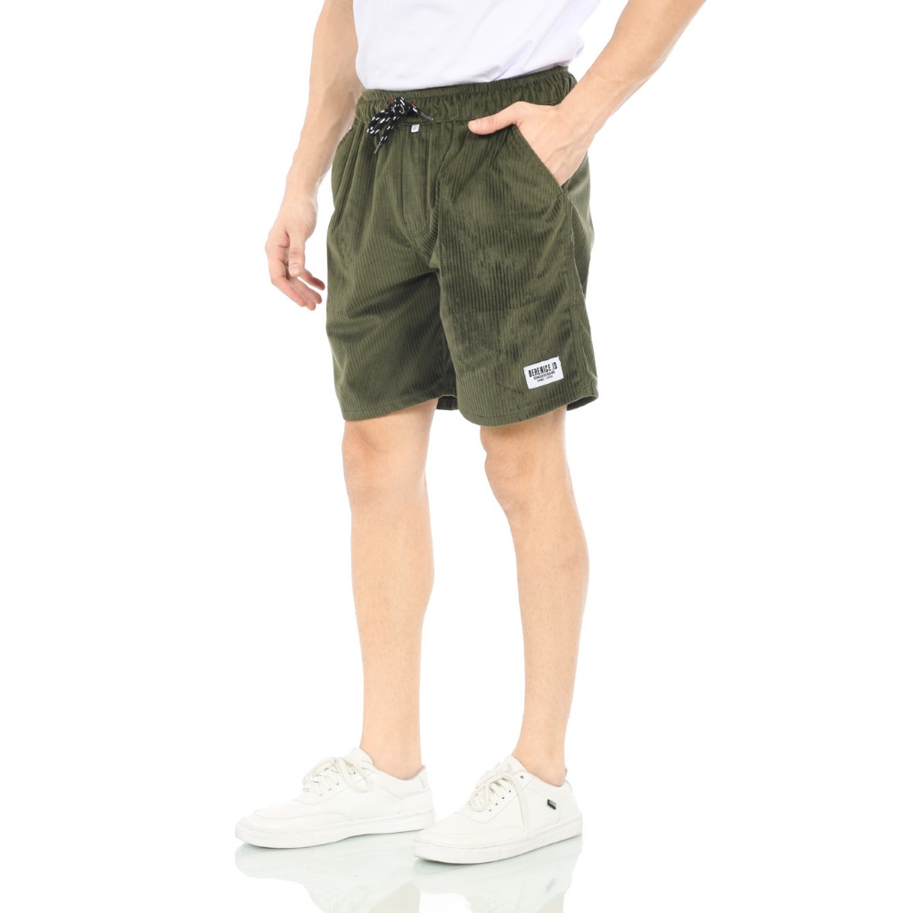 Berenice.id Celana Pendek Pria Corduroy Pants Warna Hijau Army | Boardshort Corduroy | ShortPants