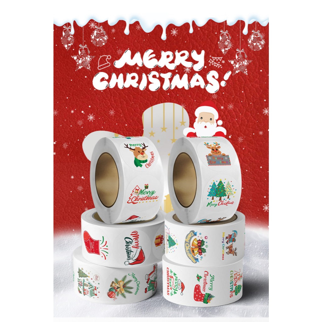 

HOCANPARTY 500PC STIKER LABEL KEMASAN SNACK KADO HAMPERS NATAL MERRY CHRISTMAS SANTACLAU