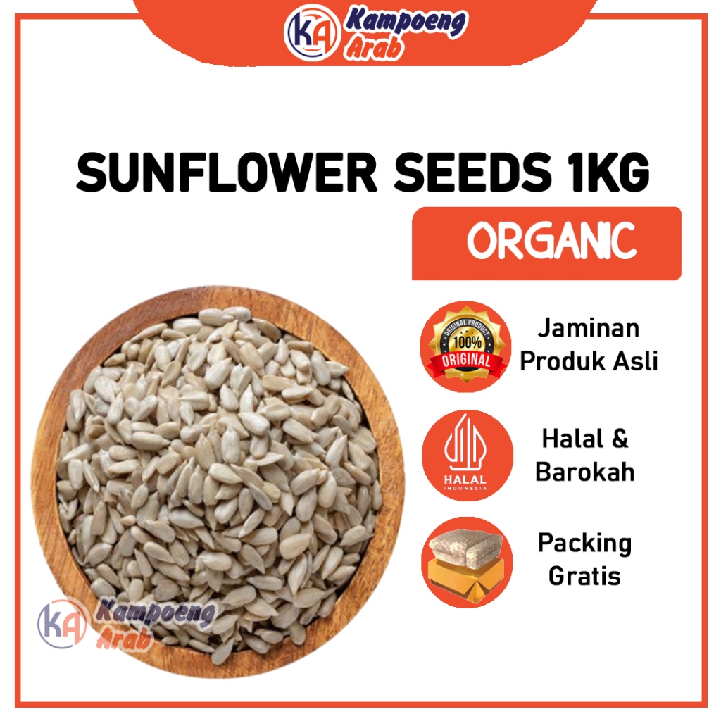 

SUNFLOWER SEED 1KG RAW Organic Kuaci Kupas Kwaci Camilan Snack Muesli Granola Trail Mix Sarapan