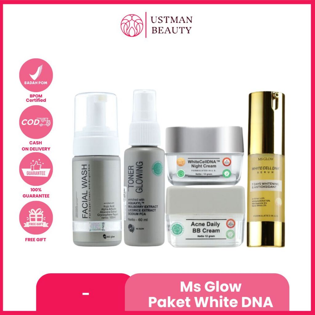 Paket White Cell Dna Komplit/ecer Ms Glow Dna Salmon Treatment Essence