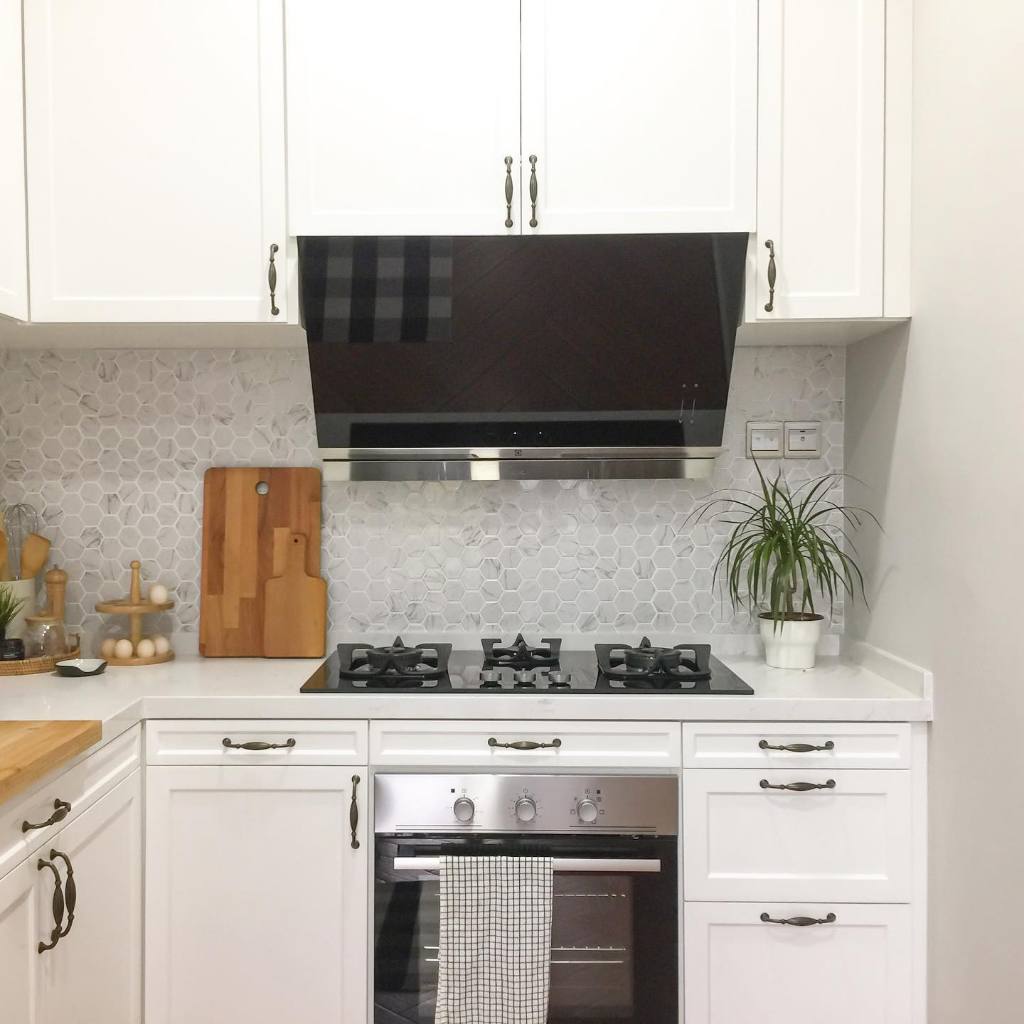 Backsplash Tile Dapur Keramik Dinding Dapur Backsplash White Hexagonal Merk Cove Type White Carrara 