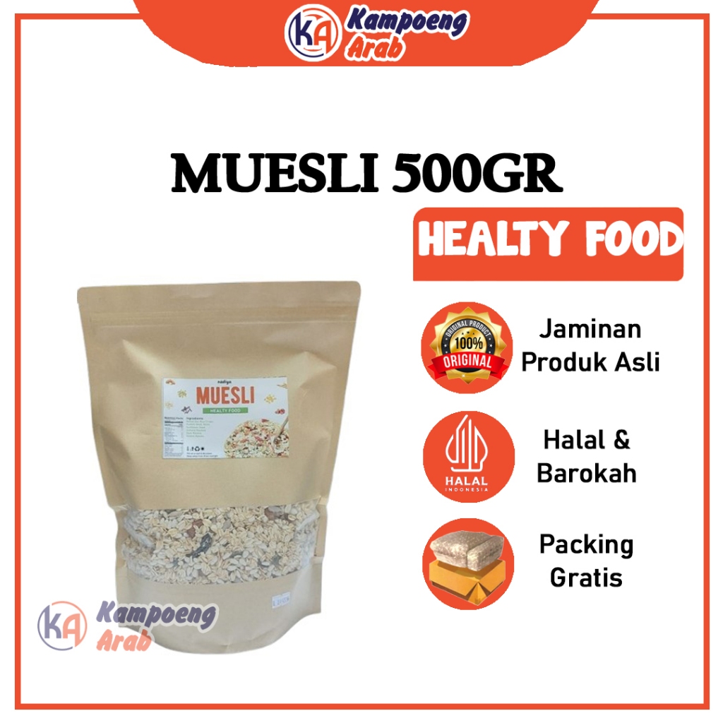

Muesli Fruit & Seed 500gr Premium Quality Sarapan Sehat Keluarga Kaya Serat Diet Keto Sereal