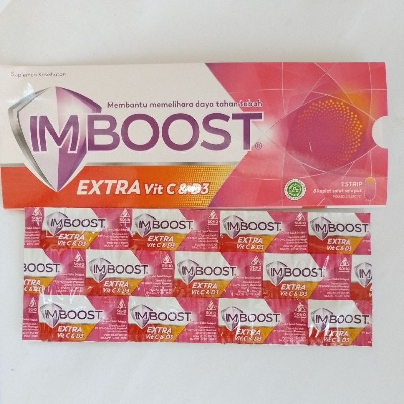 Imboost suplemen kesehatan extra vit c & vit d3 | vitamin bagus murah dewasa imbus ecer satuan