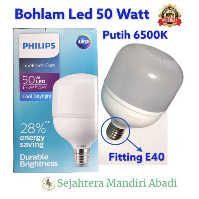 Lampu Bohlam LED 50 Watt 220V True Force Core E40 Putih Philips