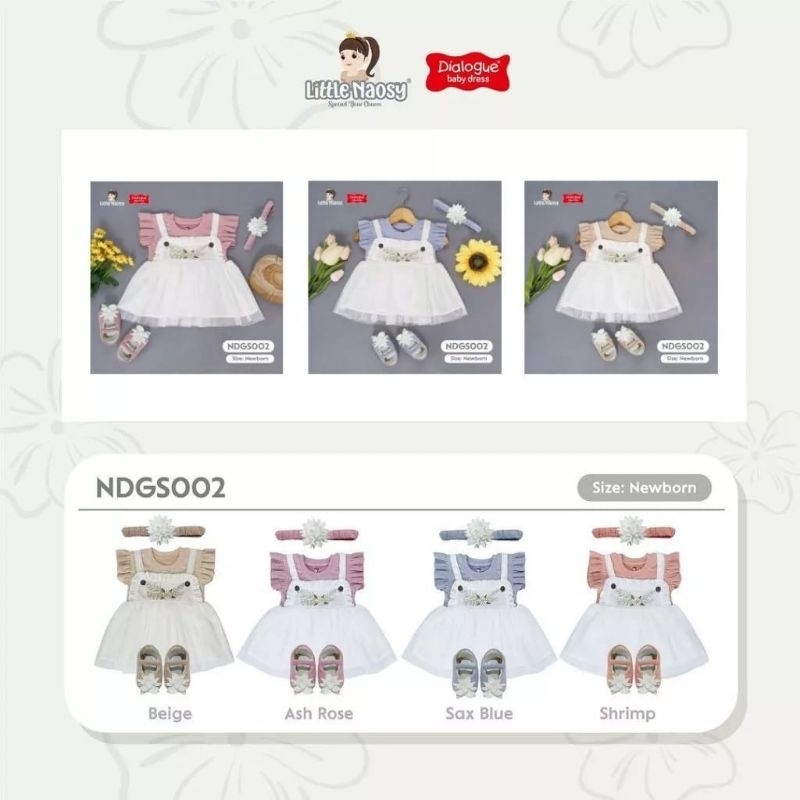 Dialogue Baby Little Naosy Dress Bayi Perempuan Gift Set Sepatu