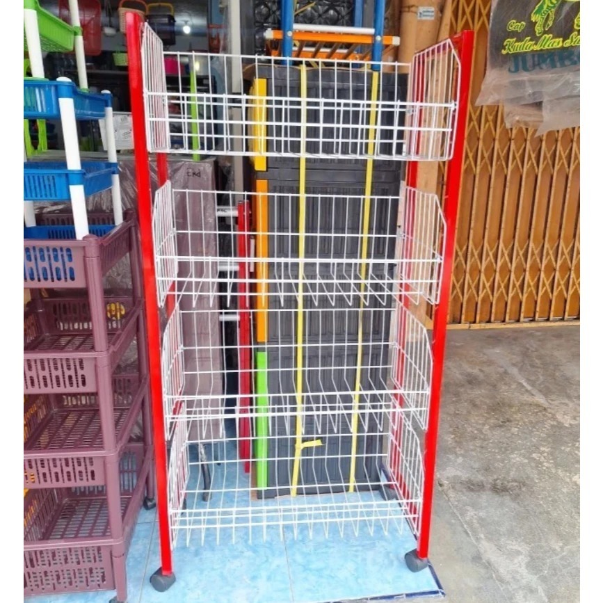 RAK MINIMARKET - Roda / Rak Jualan Warung / Rak Ciki / Rak Chiki Susun 4