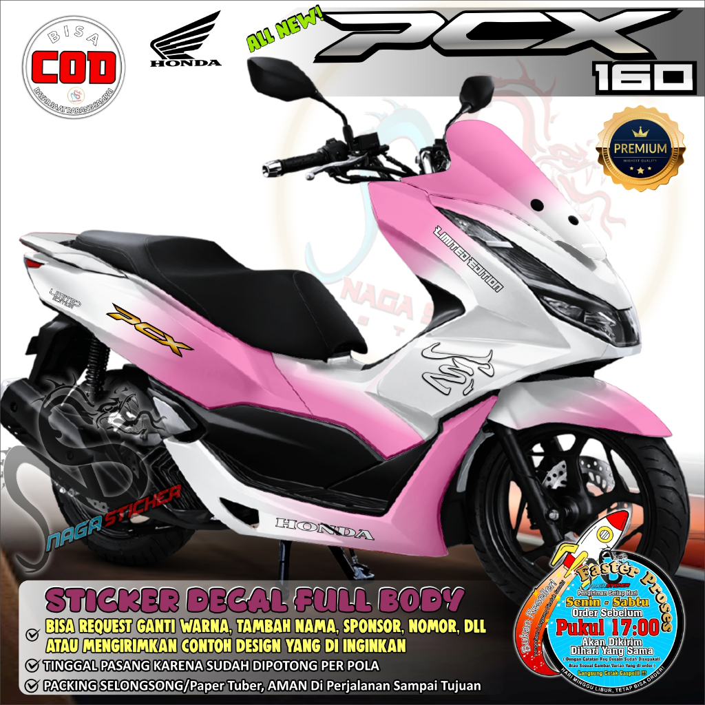 Bisa COD Decal Sticker Full Body HONDA PCX 160 Motif Putih&All NS3003 Desain Custom Dekal Stiker PCX