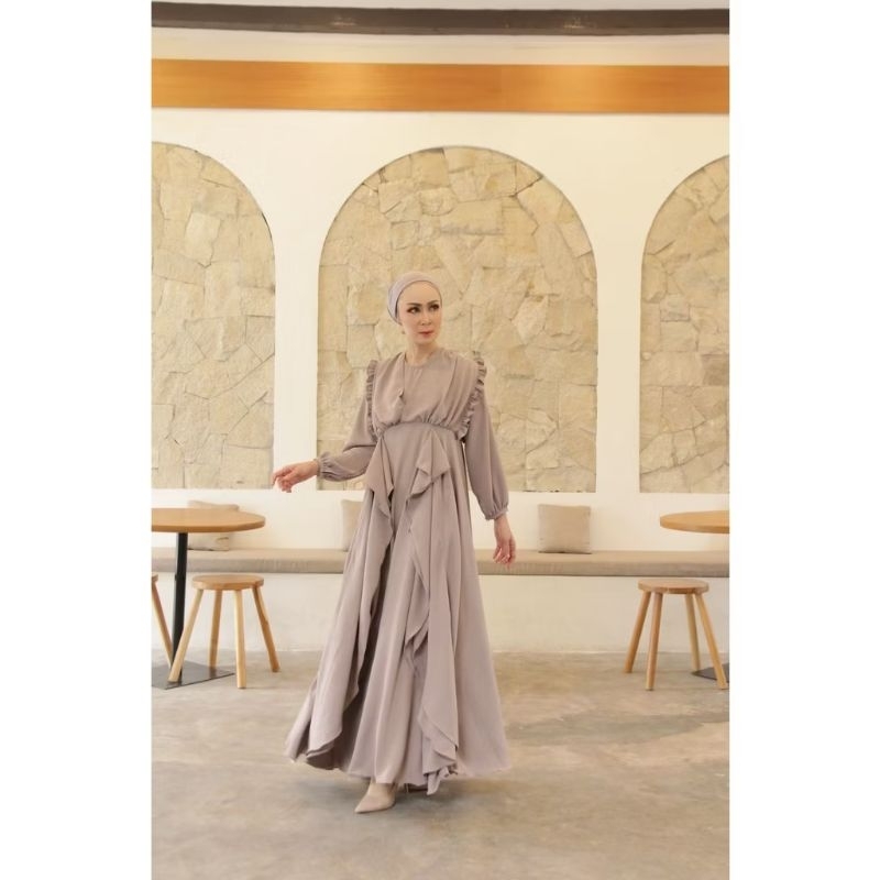 [NEW] bukan Preloved Dress Hanna by Yarashyma abu grey gamis gaun eksklusif pesta party kondangan ga
