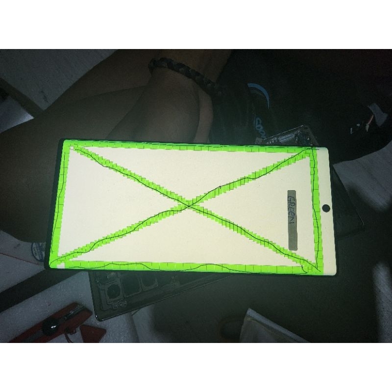 LCD SAMSUNG GALAXY NOTE 10 PLUS ORIGINAL COPOTAN MINUS GREEN SCREEN SELEBIHNYA NORMAL