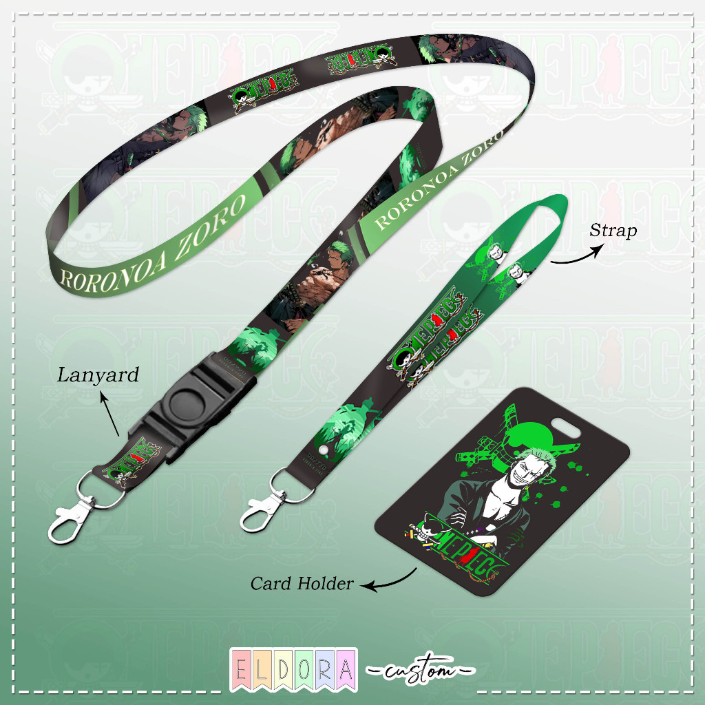 

[LANYARD] Strap id card holder Zoro one piece set gantungan kunci - tali hp - tempat kartu - name tag