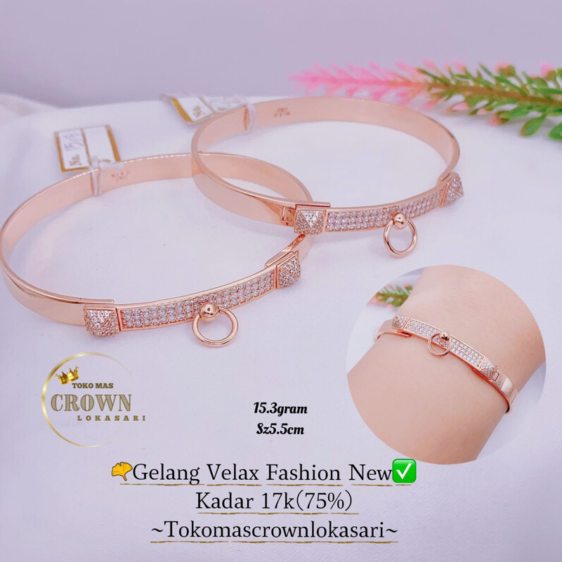 gelang tangan bangle fashion new emas asli rg 17k italy