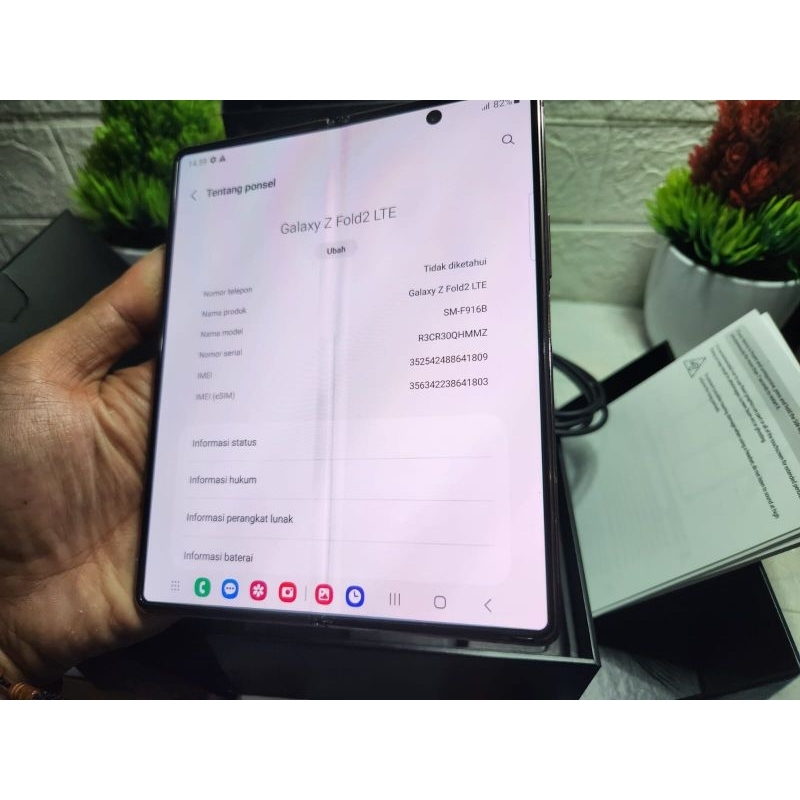 SAMSUNG Z FOLD 2 5G RAM 12/256GB ORIGINAL SEIN MULUS NORMAL