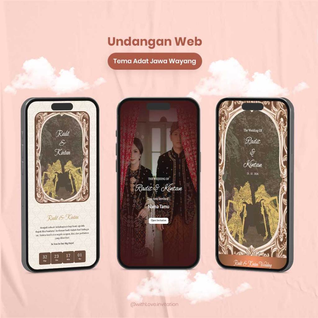 Undangan Online Website Digital Pernikahan Tema Adat Jawa Wayang Klasik Premium/Etnik/Elegan/Aesteti