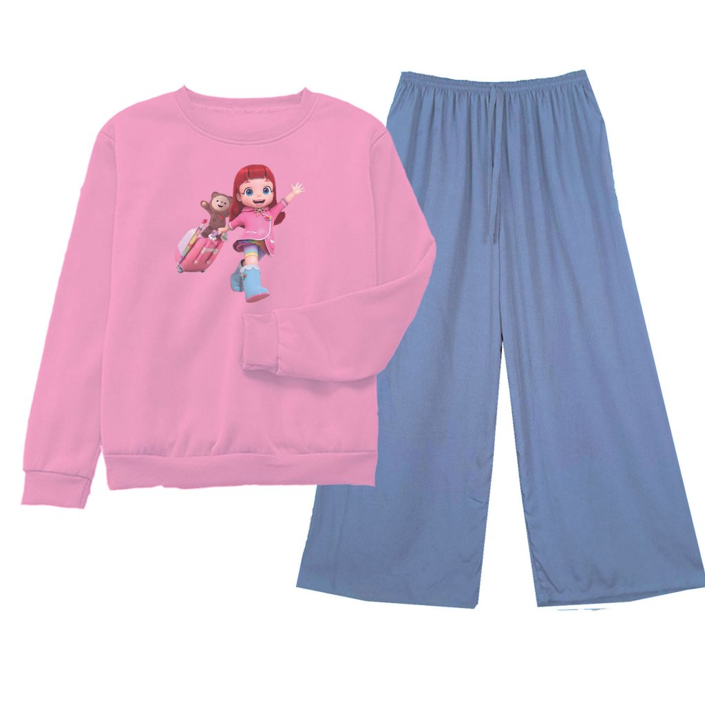 Baju Rainbow Ruby Koper Viral Setelan Oblong Basic Wanita Dan Remaja Kombinasi Celana Kulot Panjang