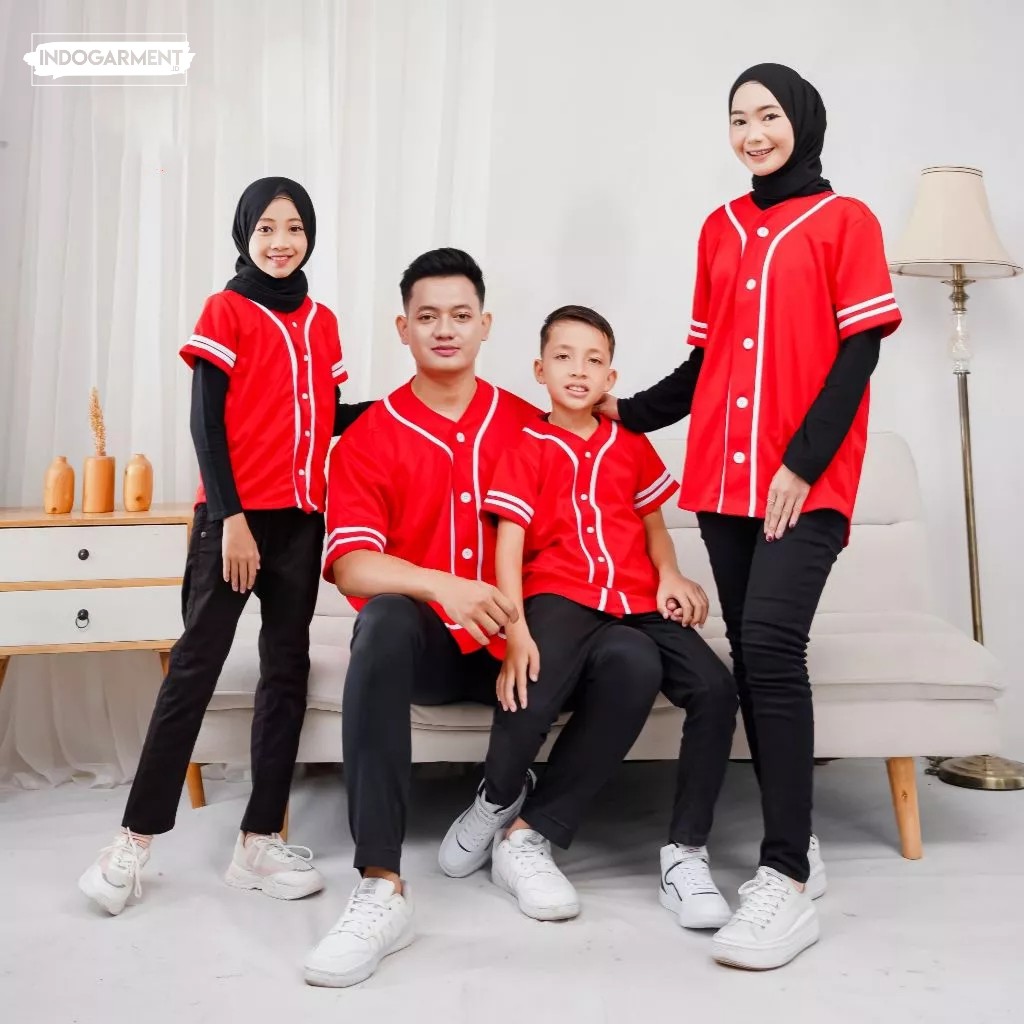 INDOGARMENT Baju Baseball Baju Couple Baju Seragam Olahraga Baju Seragam Keluarga Baju Baseball Cust