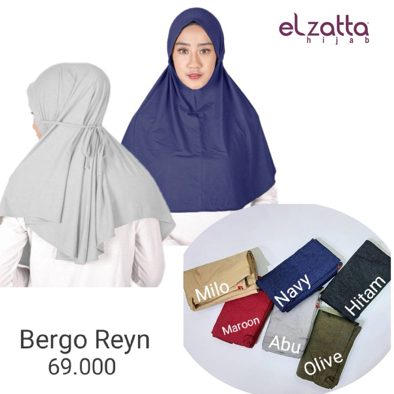 DAUKY Bergo Reyn - Fashion Wanita Muslimah - Hijab Jilbab Kerudung Instan Tali - Bergo Non Pet Bahan