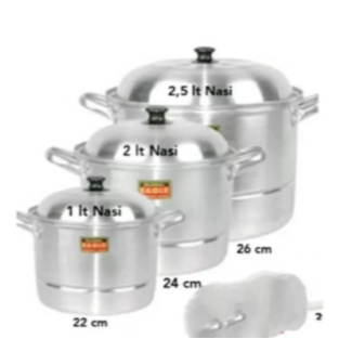 A-310  Halco 22/24/26/28/30/34/36/40 Cm Dandang Nasi Kukus Kualitas Premium / Panci Kukusan Aluminiu