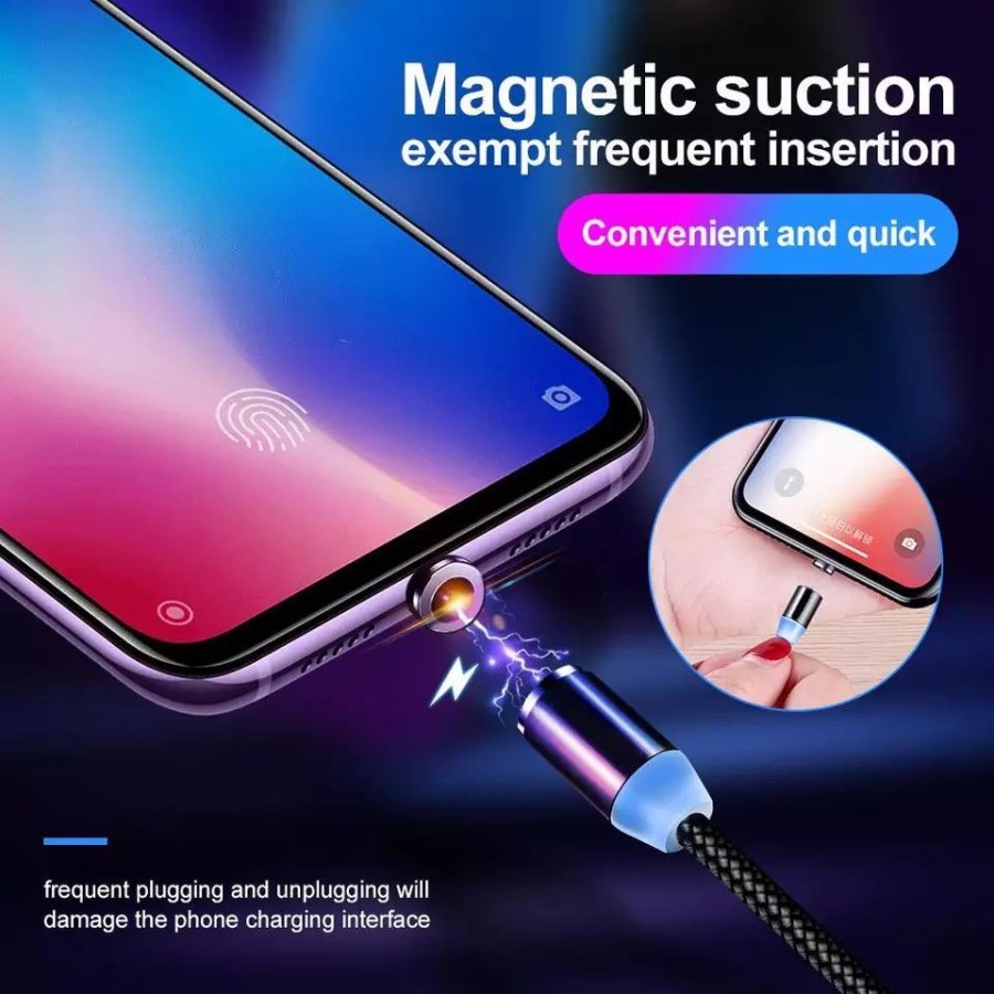 Kabel Charger Magnet 3in1 MICRO+LIGHTNING=TYPE C Kabel Charger Magnet Plug Magnet