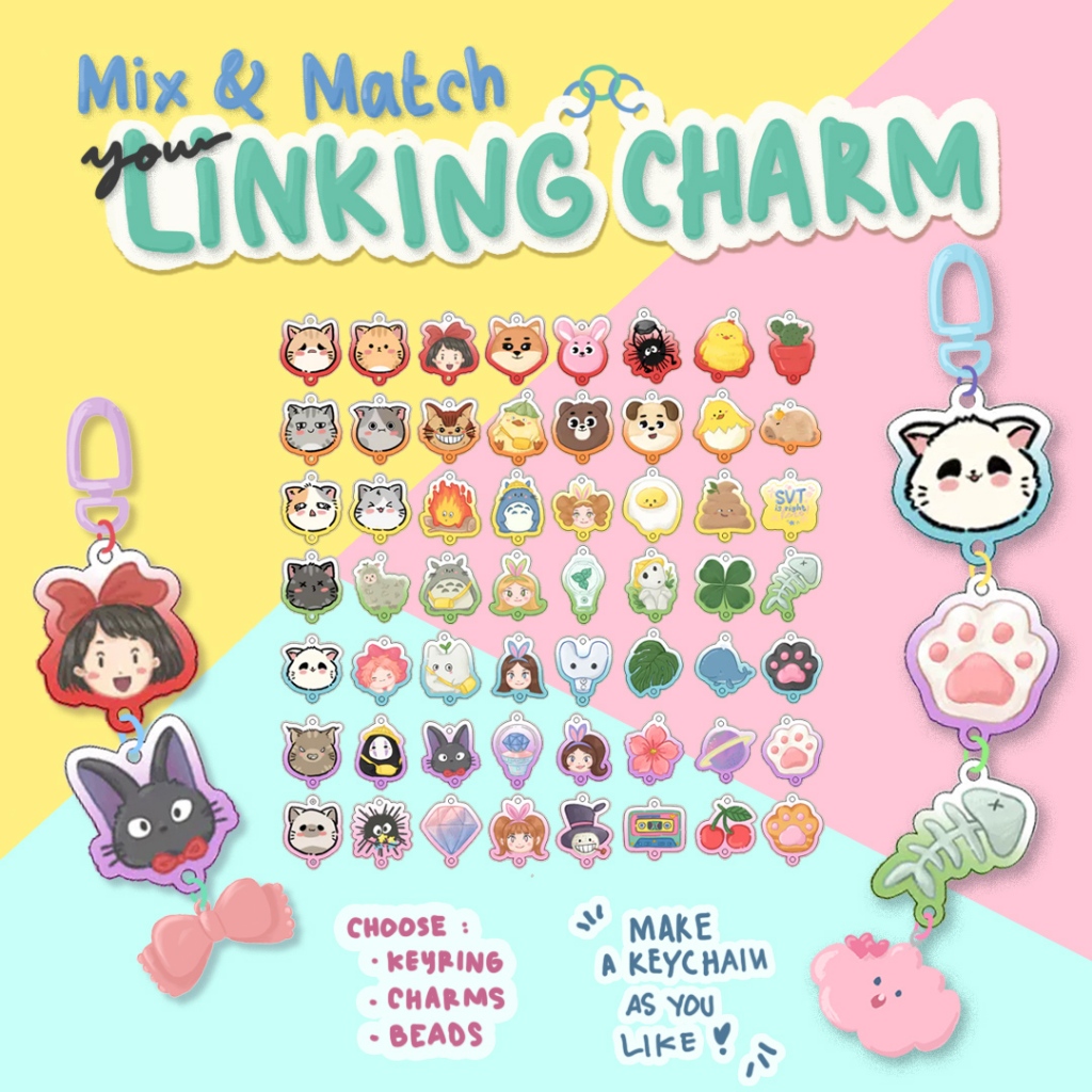 Mix Match Linking Charm, Bag Charm, Phone Strap, Keychain, Ghibli, KPOP,  Day6, Seventeen, Newjeans