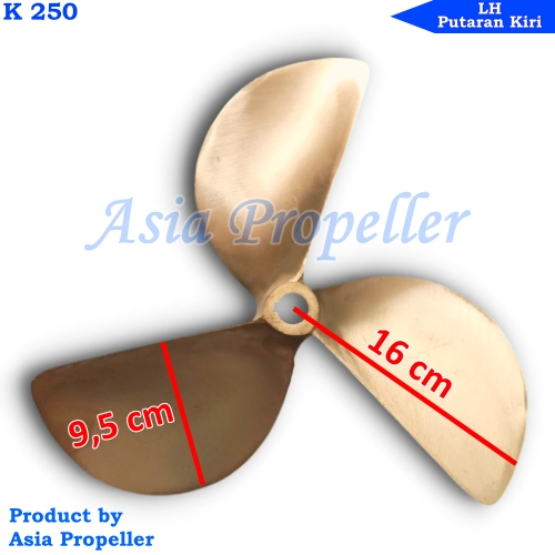 Propeller / baling baling kapal kuningan jenis K 250 Putaran Kiri (LH) 3 Daun - Asia Propeller