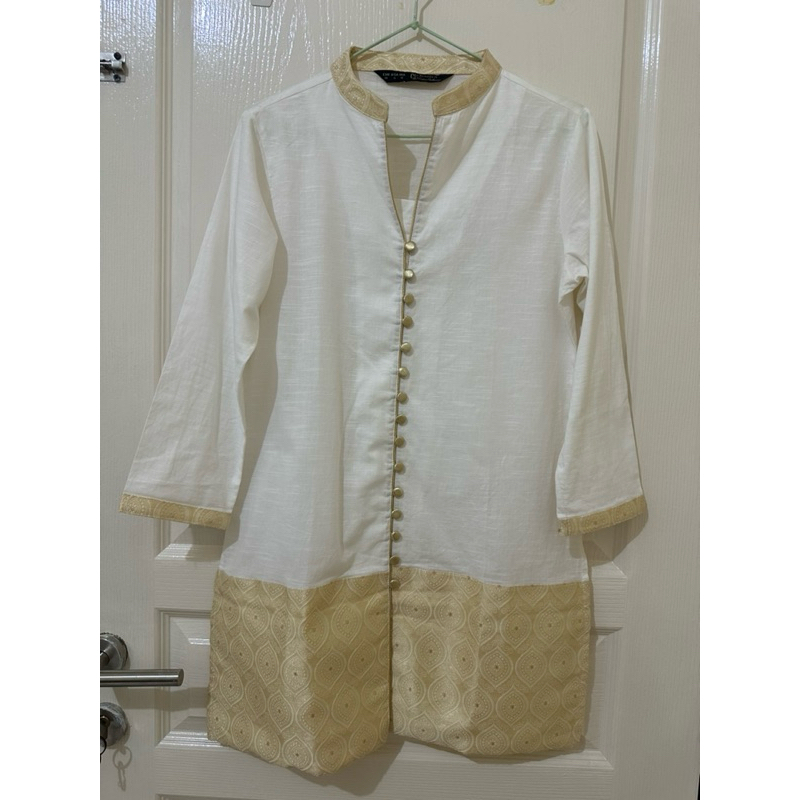 atasan tunik wanita Chanira tunik kaftan Putih wanita baju lebaran atasan Putih lebaran baju Muslim 