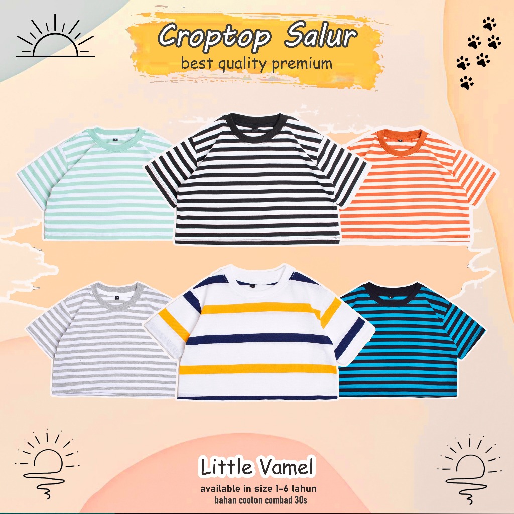 Little Vamel - Crop Top Anak Perempuan 1-6 Tahun Crop Top Stripe Fashion Anak Perempuan