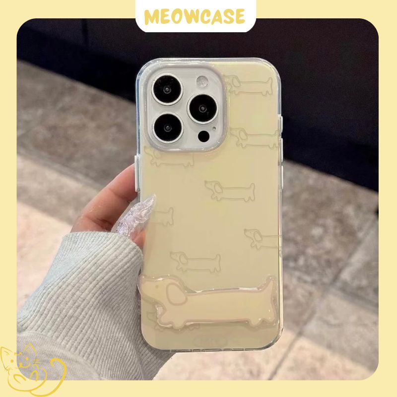 【COD READY】❗ Case iPhone Cute Puppy Warna Cream Putih Kuning Anjing Lucu Casing dengan Dudukan HP Po