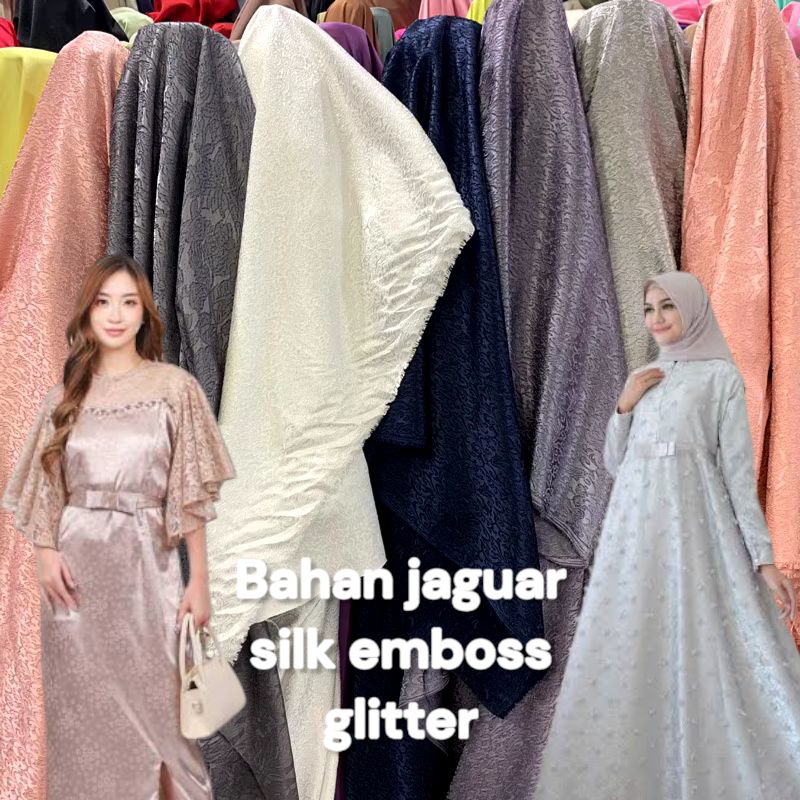 kain jaguar premium - kain jaguar silk emboss - kain gaun dress jaguar silk - kain jaguar silk