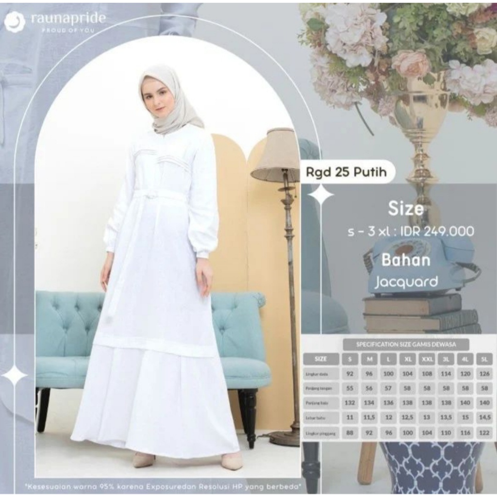 Gamis Rauna Putih RGD 25 Jaquard