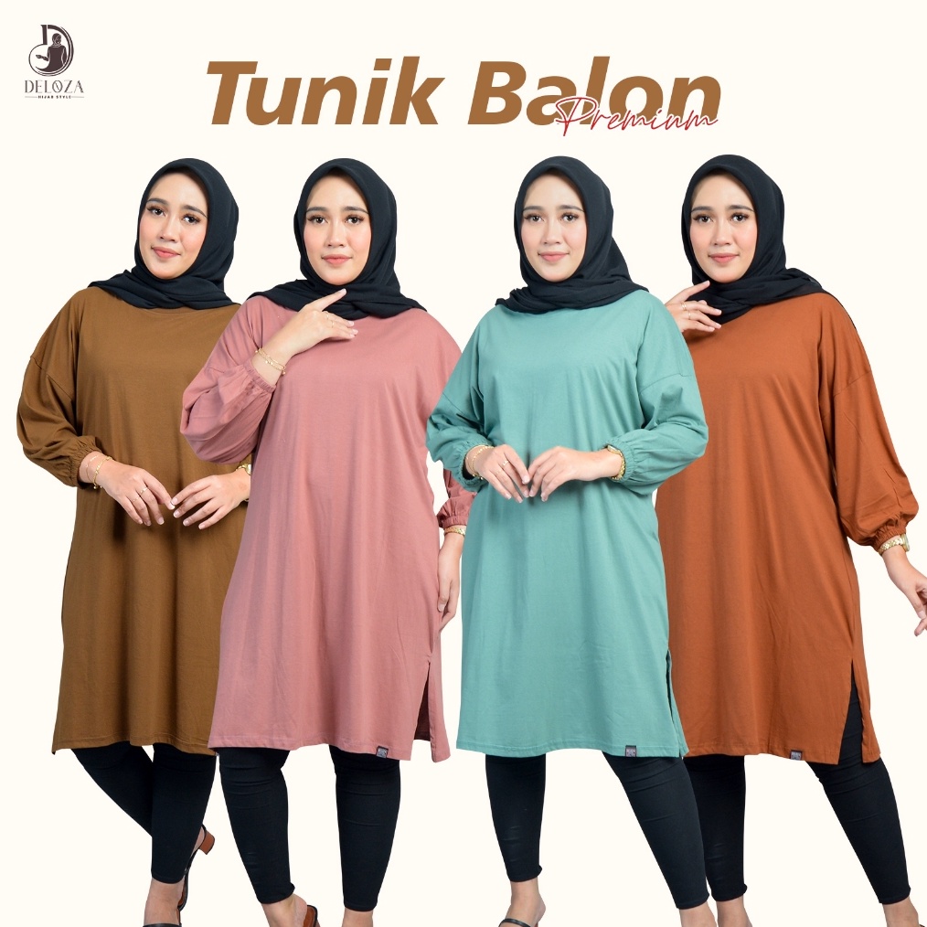 BERSINAR Tunik Oversize Polos Tangan Balon Jumbo