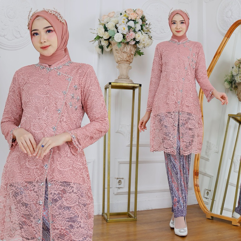 AK KEBAYA MODERN SETELAN TUNIK SYAFIRA KEBAYA MODERN ATASAN KEBAYA HIJAB MODERN KEBAYA WISUDA HIJAB 