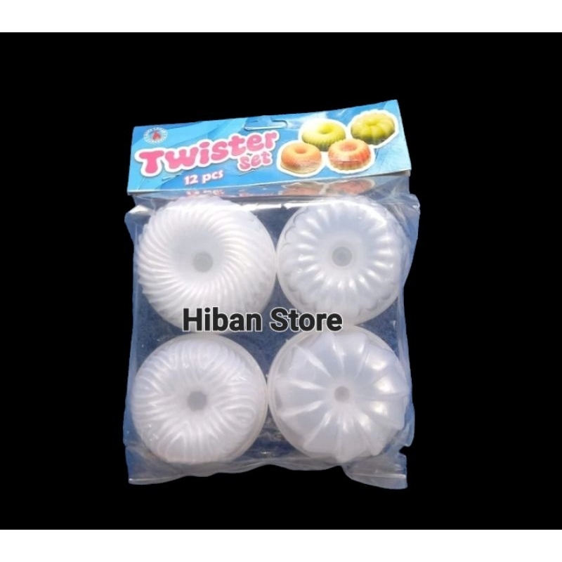Twister Set Isi 12 Pcs Cetakan Kue Putu Ayu Bolu Kukus Puding Agar Jelly Motif Twister Bavaya Classi
