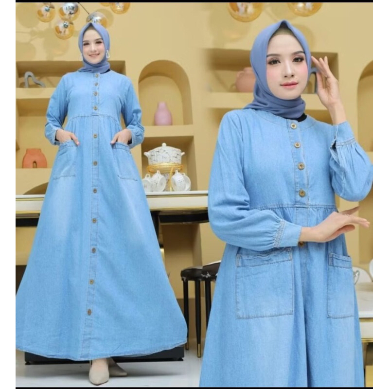 Gamis Jeans Wanita Terbaru 2024 Kekinian Simple Dan Elegan