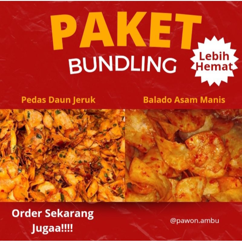 

Bundling Keripik Singkong Balado Asam Manis&Pedas Daun Jeruk 1kg