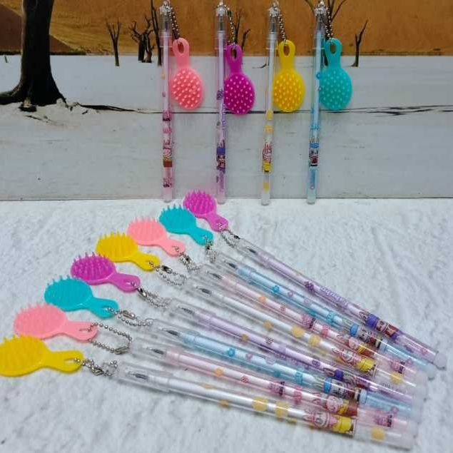 

(12pc) PEN GEL PENA PULLPEN LABUBU gantung Sikat COMB SISIR