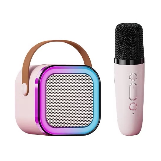 Goojodoq LED speaker bluetooth 1 Mic 1 set karaoke speaker