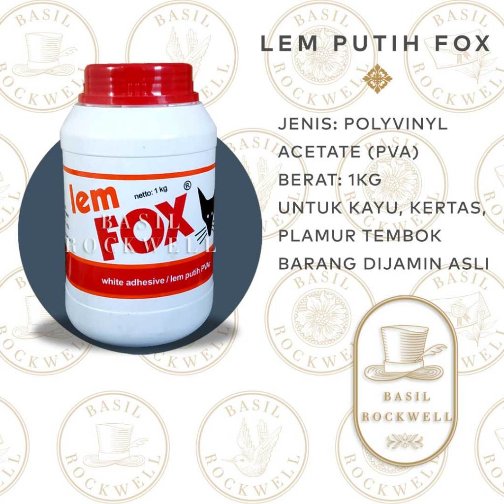 Lem putih Fox PVAc 1kg Perekat Kayu Plamur Tembok Serbaguna Polyvinyl acetate 1 kilo