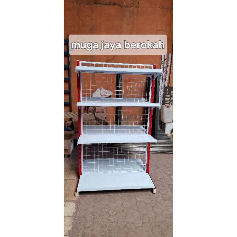 rak besi minimarket doubel bahan besi shelfing 4 susung tinggi 150