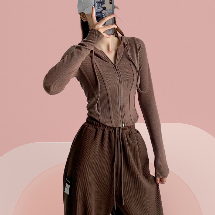 Ekstra Jaket lengan panjang berkerudung wanita slim fit dan outwear korea tipis