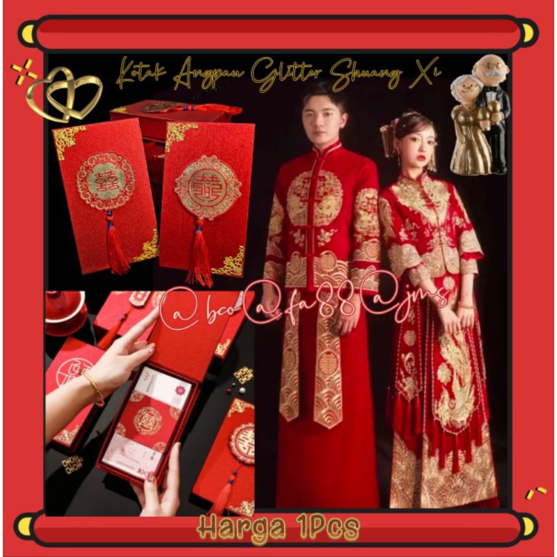 

KOTAK ANGPAO SHUANG XI GLITTER IMPORT PREMIUM / BOX ANGPAU NIKAH SANGJIT / KOTAK MERAH LAMARAN PERNIKAHAN / WEDDING RED BOX / ABK981516